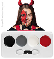 narrenwelt Schmink Set Halloween Schmink-Set „Horror Classics“ – 4 Farben & Applikator schauriges Make-up Cosplay