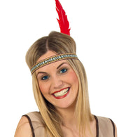 narrenwelt Indianer Stirnband mit Feder grün Federschmuck Kinder und Erwachsene Kostüm Fasching Karneval