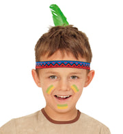 narrenwelt Indianer Stirnband mit Feder gelb Federschmuck Kinder und Erwachsene Kostüm Fasching Karneval