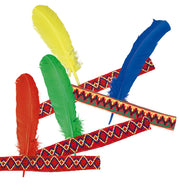 narrenwelt Indianer Stirnband mit Feder gelb Federschmuck Kinder und Erwachsene Kostüm Fasching Karneval