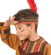 narrenwelt Indianer Stirnband mit Feder gelb Federschmuck Kinder und Erwachsene Kostüm Fasching Karneval