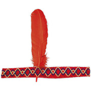narrenwelt Indianer Stirnband mit Feder blau Federschmuck Kinder und Erwachsene Kostüm Fasching Karneval
