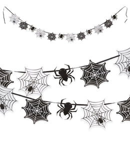 narrenwelt Halloween Spinnen Girlande - 2,5 Meter gruselige Deko Grusel Motto Party Event