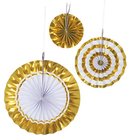 narrenwelt  Party Deko Set – Weiß-Goldene Rosetten Silvester  Dekoration Motto Party Event Accessoire