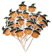 narrenwelt Halloween Muffin Set 48-teilig Muffinförmchen und Deko Picks mit Kürbis Motiv – Gruseliger Kuchen-Deko-Spaß Fotobox