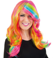 narrenwelt Perücke Candy SE bunt Länge ca 60 cm Langhaar Fasching Karneval Horror Halloween