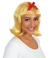 narrenwelt Perücke Rosi blond mit roter Schleife  Bayern Schlager Party Event Motto Accessoire Fasching Karneval N25-26