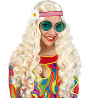narrenwelt Perücke Hippie Blumenkind Perücke mit Stirnband Fasching