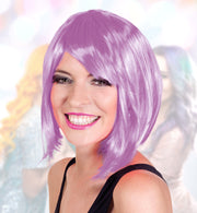 narrenwelt Perücke Lola Neon lila SE Party glatt  Frisur Kurzhaar Bob