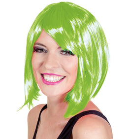 narrenwelt Perücke Lola Neon grün SE Party glatt  Frisur Kurzhaar Bob