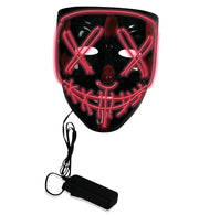 narrenwelt Halloween Maske Leuchtmaske Purge Leucht - Halbmaske LED sortiert Horror Clown Horror Licht - Maske inkl. Batterie  Accessoire