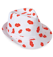 narrenwelt Trilby Hut Küsschen weiß mit Kußmund Kuß Köln Fasching Gr. 58cm