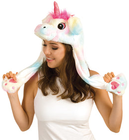 narrenwelt Einhorn Winkemütze Mütze LIZENZ mit Winke- Funktion Regenbogenspass mit Wackeleffekt