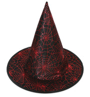 narrenwelt Hexenhut  Hexen Hut klein Spinnweben-Print 56cm 3 Farben Halloween Zauberer