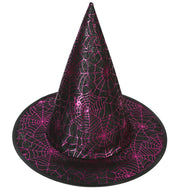 narrenwelt Hexenhut  Hexen Hut klein Spinnweben-Print 56cm 3 Farben Halloween Zauberer
