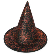 narrenwelt Hexenhut  Hexen Hut klein Spinnweben-Print 56cm 3 Farben Halloween Zauberer