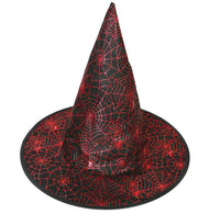 narrenwelt Hexenhut  Hexen Hut klein Spinnweben-Print 58cm 3 Farben Halloween Zauberer
