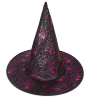 narrenwelt Hexenhut  Hexen Hut klein Spinnweben-Print 58cm 3 Farben Halloween Zauberer