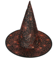 narrenwelt Hexenhut  Hexen Hut klein Spinnweben-Print 58cm 3 Farben Halloween Zauberer