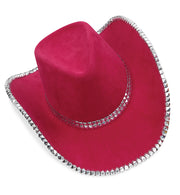 narrenwelt Cowboyhut pink mi  silberner Einfassung Event Party Linedance
