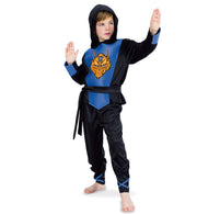 narrenwelt Kostüm Cyborg Warrior 2 tlg. mit Gürtel Ninja Anzug Hose + Oberteil + Gürtel + Haube Fasching Kinderkostüm Gr. 128 - 152