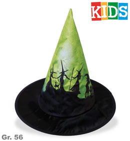 narrenwelt Hexenhut  Hex Hex KIDS 56 cm mit Motiven Hexentanz und Hexenkessel Halloween