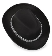 narrenwelt Mini Cowboyhut schwarz Miniatur Hut silber Glitzer Hutband Haar Akzent Show & Party Accessoire