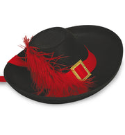 Musketierhut groß m Band,Schnalle u.Feder,schwarz Musketier Hut Gr.58