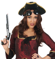 narrenwelt Hut Edel-Pirat Piratenhut Dreispitz schwarz mit Schmuckstein