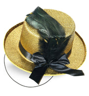 narrenwelt Mini-Zylinder mit Feder und Satinband in gold, silber, schwarz oder rot