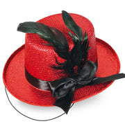 narrenwelt Mini-Zylinder mit Feder und Satinband in gold, silber, schwarz oder rot