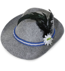 narrenwelt Alpenhut Edelweiss Bayern Hut Bavaria Edelweiss+Feder blau/Weiss