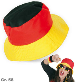 narrenwelt Fan Hut Fischerhut Gr. 58 cm Deutschland Schwarz-Rot-Gold