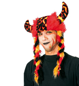 narrenwelt FAN Deutschland Wikinger Hut Wikingerhut Wikingerperücke mit Zöpfen Fan Erwachsene Accessoire Motto Party