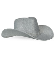 narrenwelt Hut Cowboy Cowboyhut Glitzer silber  Linedance  N26