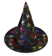 narrenwelt Hexenhut  Hexen Hut klein bunter Druck  mit Glanzmotiven 56cm Halloween Zauberer Kinder Motto Party Accessoires