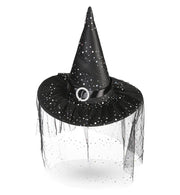 narrenwelt Hexenhut schwarz mit Schnalle und Tüll Hexen Hut Unisex Halloween