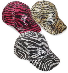 narrenwelt Basecap getigert Kappe Leo Zebra Pink Cap mit Glanz - Pailletten CSD Cosplay Festival