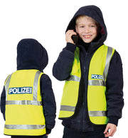 narrenwelt Kostüm Polizeiweste  Neon gelb Polizist Polizei Weste Kinder Gr 104/116 + 128/140 Fasching