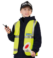 narrenwelt Kostüm Polizeiweste  Neon gelb Polizist Polizei Weste Kinder Gr 104/116 + 128/140 Fasching
