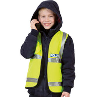 narrenwelt Kostüm Polizeiweste  Neon gelb Polizist Polizei Weste Kinder Gr 104/116 + 128/140 Fasching