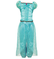 narrenwelt Kostüm Jasmin 1001 Nacht Tänzerin Orient Prinzessin Bauchtanz  2 tlg. Kleid Mädchen Gr. 104 - 140