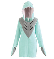 narrenwelt Kostüm Hai Sharky Lady Kleid mit Kapuze und Handwärmer Tierkostüm Tier Damen Gr. S - XL - Fasching Karneval Mottoparty