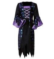 narrenwelt Hexe Luna Mädchen Kleid   – Elegantes langes Hexenkleid in Schwarz-Lila Halloween (Kopie)