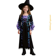 narrenwelt Hexe Luna Mädchen Kleid   – Elegantes langes Hexenkleid in Schwarz-Lila Halloween (Kopie)