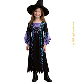 narrenwelt Hexe Luna Mädchen Kleid   – Elegantes langes Hexenkleid in Schwarz-Lila Halloween (Kopie)