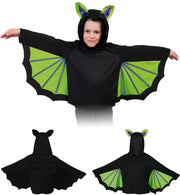 narrenwelt Kostüm Cape Fledermaus mit Kapuze Kinder Umhang Halloween  104-128