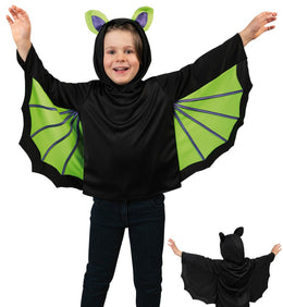 narrenwelt Kostüm Cape Fledermaus mit Kapuze Kinder Umhang Halloween  104-128
