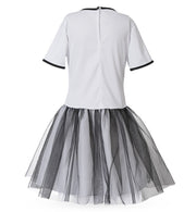 narrenwelt Kostüm Kleid Geist mit Haarreif  Tüllrock + rosa Schleife + drolliges Geistergesicht Mädchen Halloween  104-128