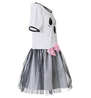 narrenwelt Kostüm Kleid Geist mit Haarreif  Tüllrock + rosa Schleife + drolliges Geistergesicht Mädchen Halloween  104-128